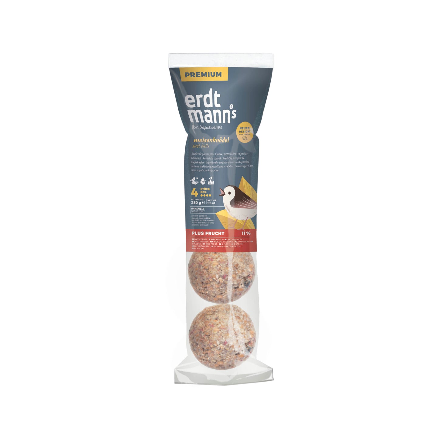 4 Meisenknödel PLUS FRUCHT ohne Netz