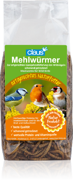 Mehlwürmer für Wildvögel getrocknet 75Gramm