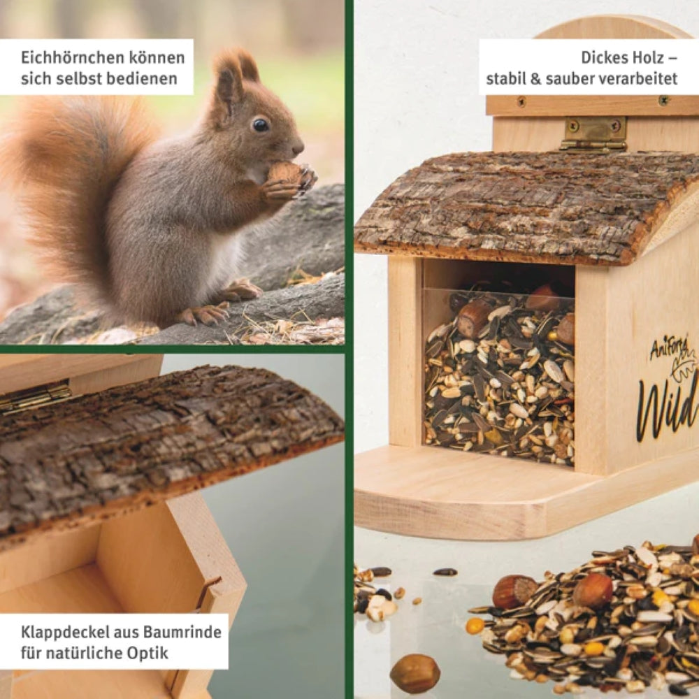 Eichhörnchen Futterhaus Rindendach