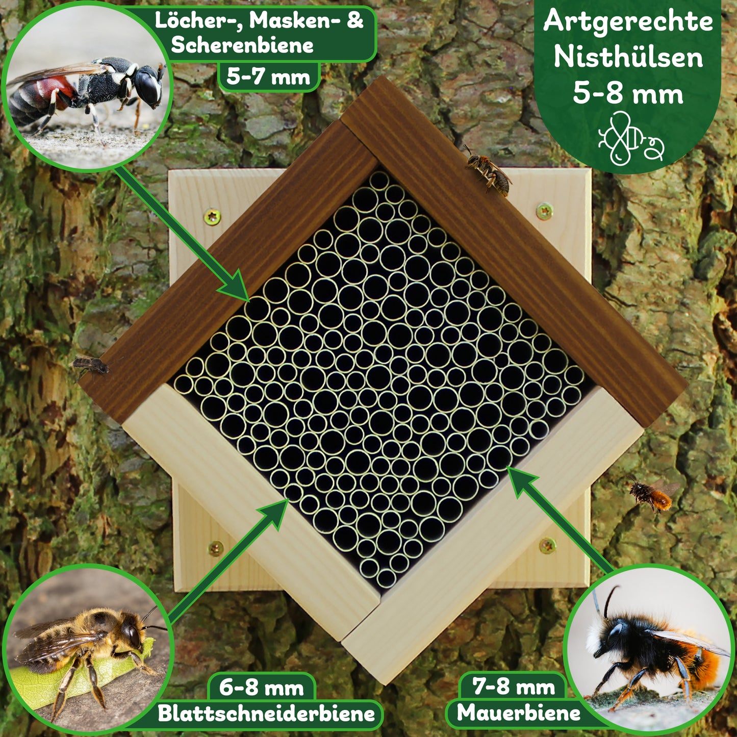 Wildbienenhotel mit Wandhalterung